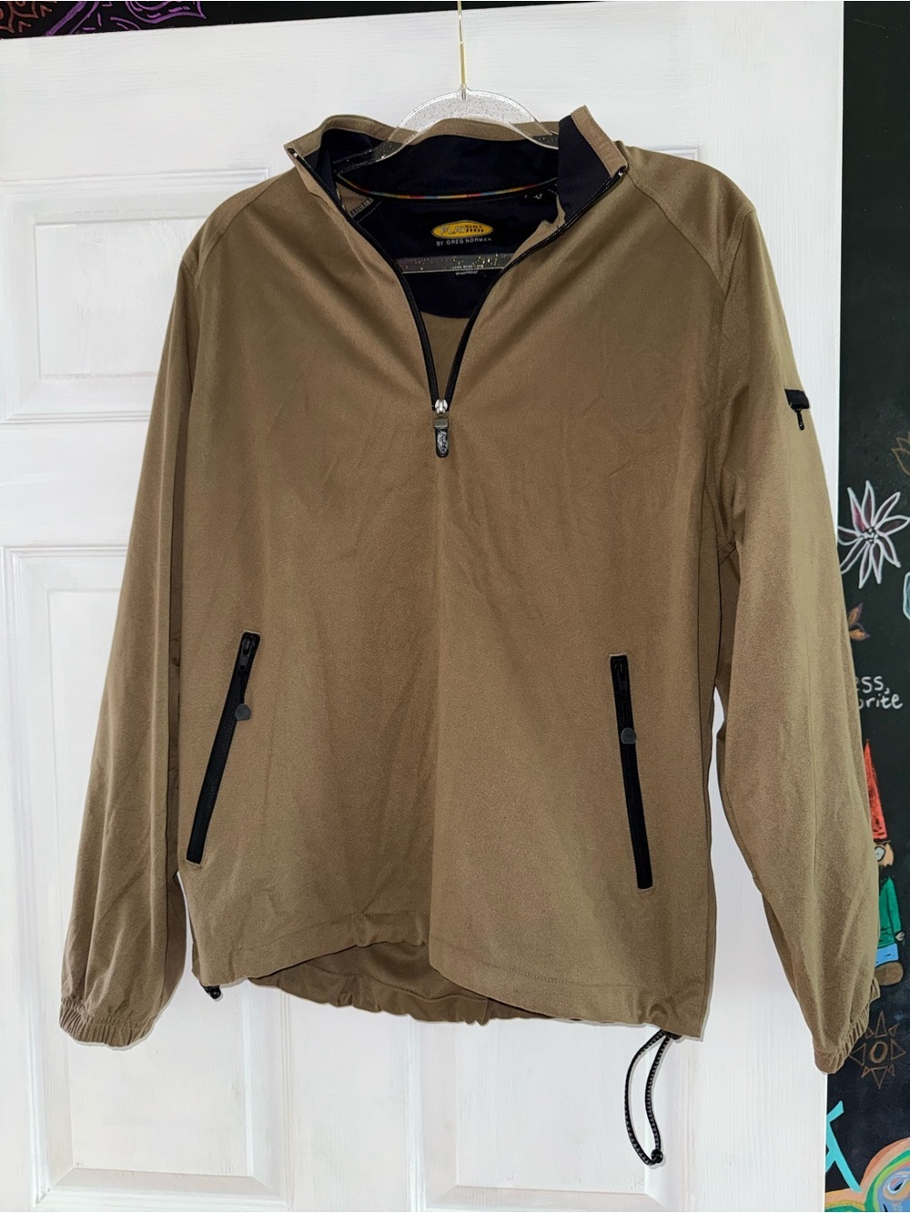 Greg Norman Men’s Play Dry 1/4 Zip Golf Pullover Size Small Beige Activewear